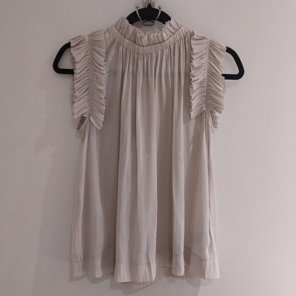 Fray I.D. Gathered Ruffle Back Ribbon Blouse - Picture 2 of 7